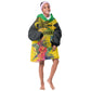 Personalized Black Jamaicans Crocodile Hummingbird Kid Wearable Blanket Hoodie Tropical Flowers Grunge Flag - African Pride