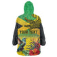 Personalized Black Jamaicans Crocodile Hummingbird Kid Wearable Blanket Hoodie Tropical Flowers Grunge Flag - African Pride