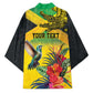 Personalized Black Jamaicans Crocodile Hummingbird Kimono Tropical Flowers Grunge Flag