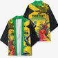 Personalized Black Jamaicans Crocodile Hummingbird Kimono Tropical Flowers Grunge Flag