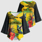 Personalized Black Jamaicans Crocodile Hummingbird Kimono Sleeve Blouse Tropical Flowers Grunge Flag