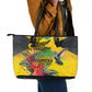 Personalized Black Jamaicans Crocodile Hummingbird Leather Tote Bag Tropical Flowers Grunge Flag - African Pride