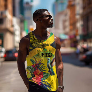 Personalized Black Jamaicans Crocodile Hummingbird Men Tank Top Tropical Flowers Grunge Flag - African Pride