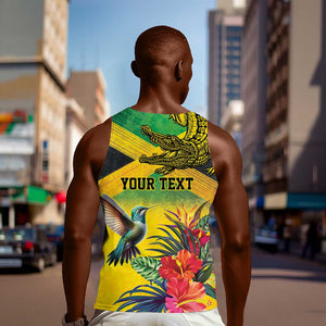 Personalized Black Jamaicans Crocodile Hummingbird Men Tank Top Tropical Flowers Grunge Flag - African Pride
