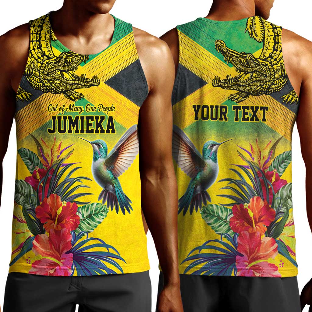 Personalized Black Jamaicans Crocodile Hummingbird Men Tank Top Tropical Flowers Grunge Flag - African Pride
