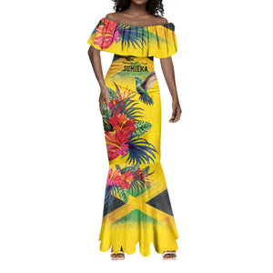 Personalized Black Jamaicans Crocodile Hummingbird Mermaid Dress Tropical Flowers Grunge Flag - African Pride