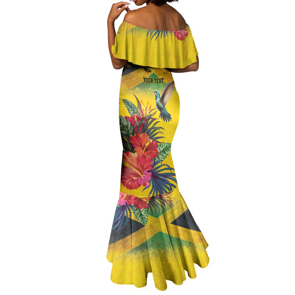 Personalized Black Jamaicans Crocodile Hummingbird Mermaid Dress Tropical Flowers Grunge Flag - African Pride