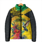 Personalized Black Jamaicans Crocodile Hummingbird Padded Jacket Tropical Flowers Grunge Flag