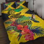 Personalized Black Jamaicans Crocodile Hummingbird Quilt Bed Set Tropical Flowers Grunge Flag - African Pride