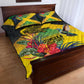 Personalized Black Jamaicans Crocodile Hummingbird Quilt Bed Set Tropical Flowers Grunge Flag - African Pride