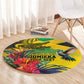Personalized Black Jamaicans Crocodile Hummingbird Round Carpet Tropical Flowers Grunge Flag - African Pride