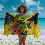 Personalized Black Jamaicans Crocodile Hummingbird Sarong Tropical Flowers Grunge Flag - African Pride