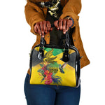 Personalized Black Jamaicans Crocodile Hummingbird Shoulder Handbag Tropical Flowers Grunge Flag - African Pride