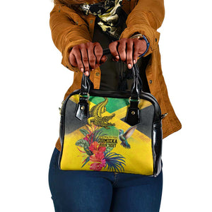 Personalized Black Jamaicans Crocodile Hummingbird Shoulder Handbag Tropical Flowers Grunge Flag - African Pride