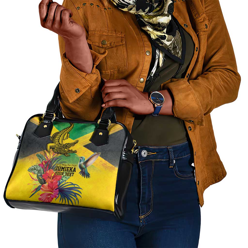 Personalized Black Jamaicans Crocodile Hummingbird Shoulder Handbag Tropical Flowers Grunge Flag - African Pride