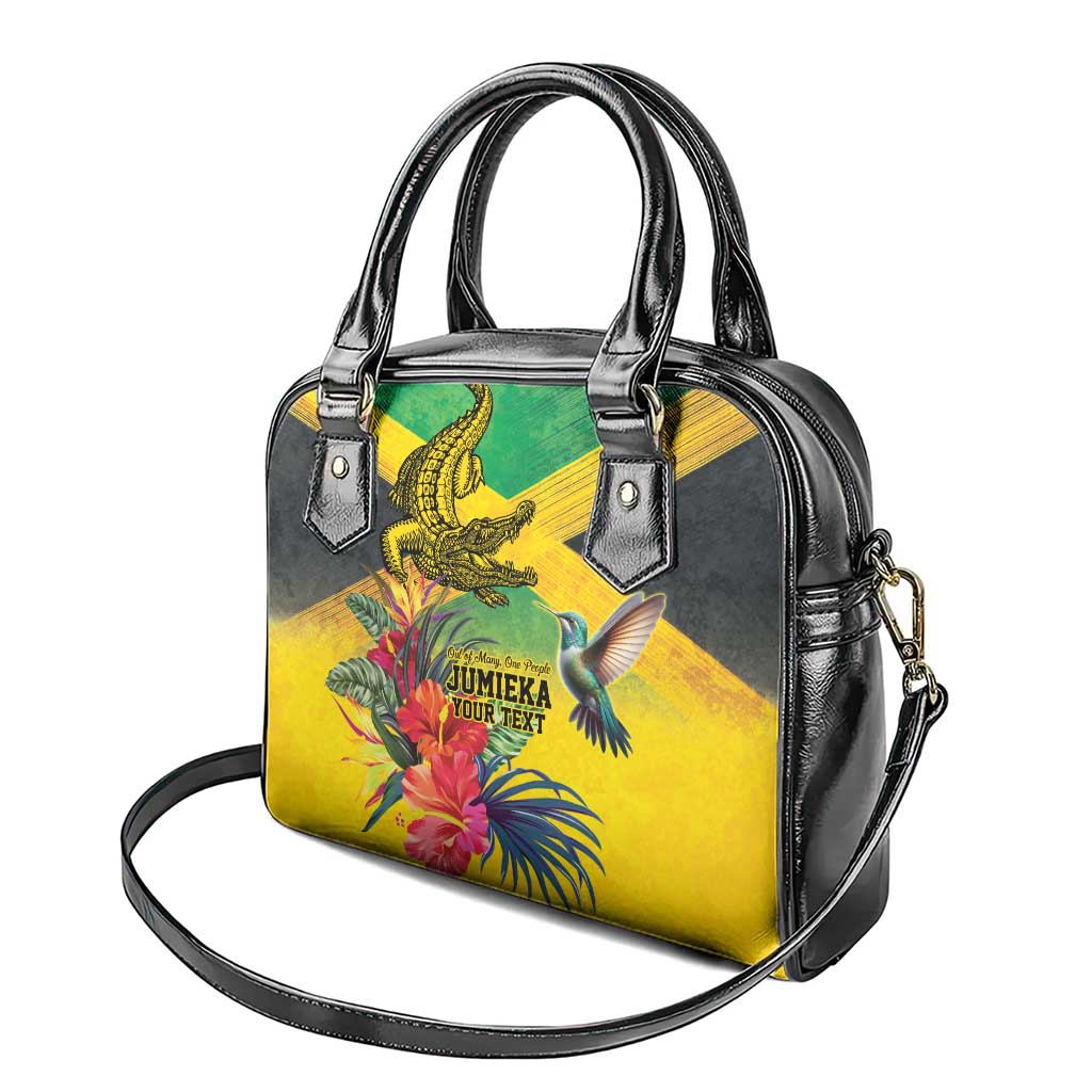 Personalized Black Jamaicans Crocodile Hummingbird Shoulder Handbag Tropical Flowers Grunge Flag - African Pride