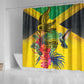 Personalized Black Jamaicans Crocodile Hummingbird Shower Curtain Tropical Flowers Grunge Flag - African Pride