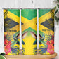 Personalized Black Jamaicans Crocodile Hummingbird Skinny Tumbler Tropical Flowers Grunge Flag - African Pride