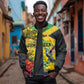 Personalized Black Jamaicans Crocodile Hummingbird Sleeve Zip Bomber Jacket Tropical Flowers Grunge Flag - African Pride