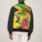 Personalized Black Jamaicans Crocodile Hummingbird Sleeve Zip Bomber Jacket Tropical Flowers Grunge Flag - African Pride