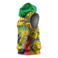 Personalized Black Jamaicans Crocodile Hummingbird Sleeveless Hoodie Tropical Flowers Grunge Flag - African Pride