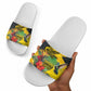 Personalized Black Jamaicans Crocodile Hummingbird Slide Sandals Tropical Flowers Grunge Flag