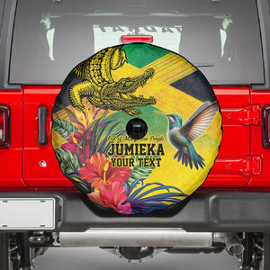 Personalized Black Jamaicans Crocodile Hummingbird Spare Tire Cover Tropical Flowers Grunge Flag - African Pride