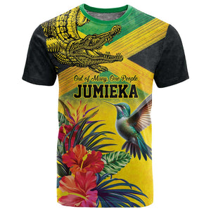 Personalized Black Jamaicans Crocodile Hummingbird T shirt Tropical Flowers Grunge Flag - African Pride