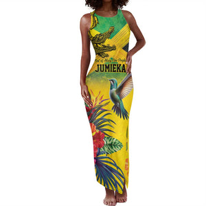Personalized Black Jamaicans Crocodile Hummingbird Tank Maxi Dress Tropical Flowers Grunge Flag - African Pride