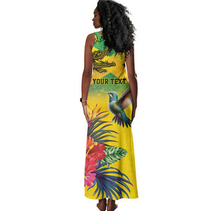 Personalized Black Jamaicans Crocodile Hummingbird Tank Maxi Dress Tropical Flowers Grunge Flag - African Pride