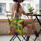 Personalized Black Jamaicans Crocodile Hummingbird Tote Bag Tropical Flowers Grunge Flag