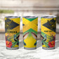 Personalized Black Jamaicans Crocodile Hummingbird Tumbler Cup Tropical Flowers Grunge Flag - African Pride