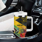 Personalized Black Jamaicans Crocodile Hummingbird Tumbler With Handle Tropical Flowers Grunge Flag - African Pride