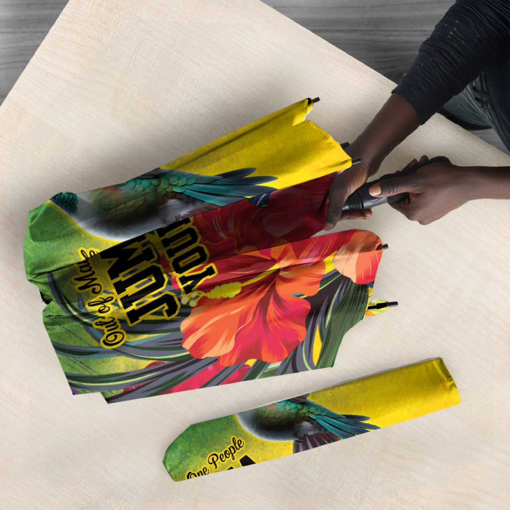 Personalized Black Jamaicans Crocodile Hummingbird Umbrella Tropical Flowers Grunge Flag