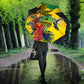 Personalized Black Jamaicans Crocodile Hummingbird Umbrella Tropical Flowers Grunge Flag