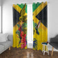 Personalized Black Jamaicans Crocodile Hummingbird Window Curtain Tropical Flowers Grunge Flag - African Pride