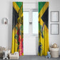 Personalized Black Jamaicans Crocodile Hummingbird Window Curtain Tropical Flowers Grunge Flag - African Pride