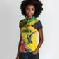 Personalized Black Jamaicans Crocodile Hummingbird Women Polo Shirt Tropical Flowers Grunge Flag - African Pride