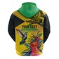 Personalized Black Jamaicans Crocodile Hummingbird Zip Hoodie Tropical Flowers Grunge Flag - African Pride
