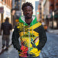 Personalized Black Jamaicans Crocodile Hummingbird Zip Hoodie Tropical Flowers Grunge Flag - African Pride