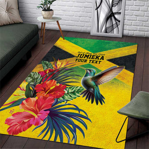 Personalized Black Jamaicans Hummingbird Area Rug Tropical Flowers Grunge Flag - African Pride