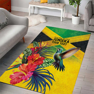 Personalized Black Jamaicans Hummingbird Area Rug Tropical Flowers Grunge Flag - African Pride