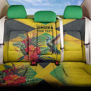 Personalized Black Jamaicans Hummingbird Back Car Seat Cover Tropical Flowers Grunge Flag - African Pride