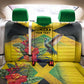 Personalized Black Jamaicans Hummingbird Back Car Seat Cover Tropical Flowers Grunge Flag - African Pride