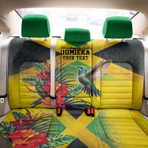 Personalized Black Jamaicans Hummingbird Back Car Seat Cover Tropical Flowers Grunge Flag - African Pride