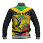 Personalized Black Jamaicans Hummingbird Baseball Jacket Tropical Flowers Grunge Flag - African Pride
