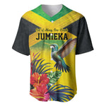 Personalized Black Jamaicans Hummingbird Baseball Jersey Tropical Flowers Grunge Flag - African Pride