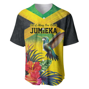 Personalized Black Jamaicans Hummingbird Baseball Jersey Tropical Flowers Grunge Flag - African Pride