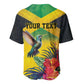 Personalized Black Jamaicans Hummingbird Baseball Jersey Tropical Flowers Grunge Flag - African Pride
