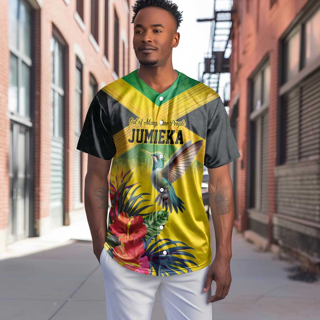 Personalized Black Jamaicans Hummingbird Baseball Jersey Tropical Flowers Grunge Flag - African Pride